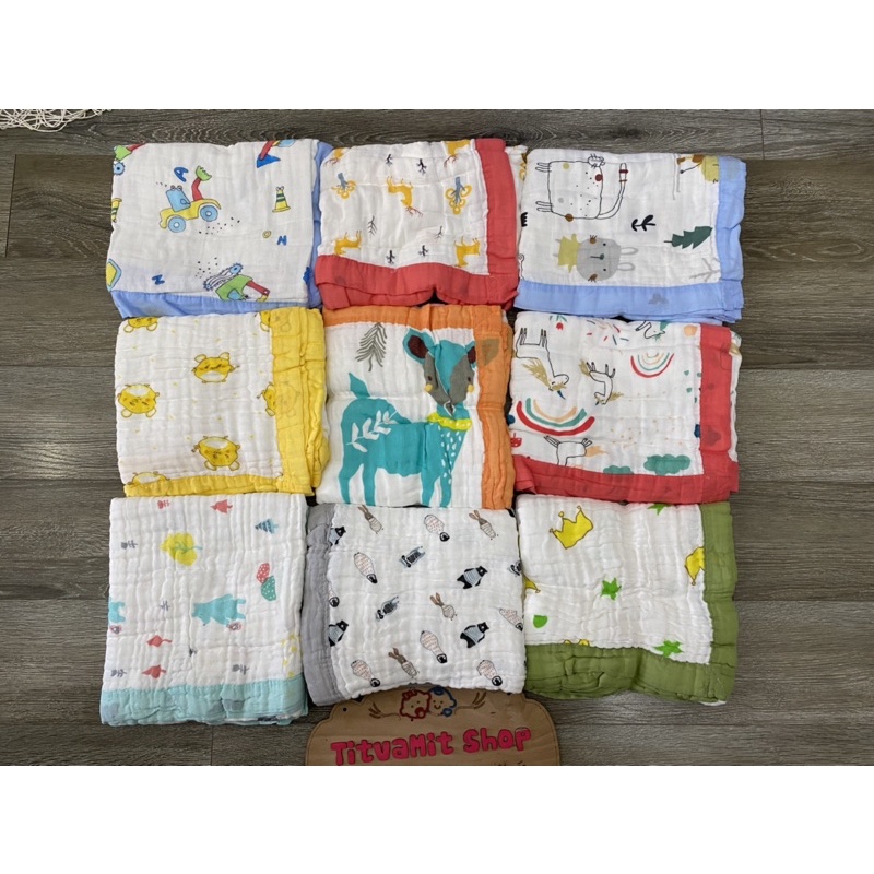 Chăn Aden 6 Lớp Bo Viền, Khăn Aden Sợi Tre, Chăn Đắp Mùa Hè Cho Bé