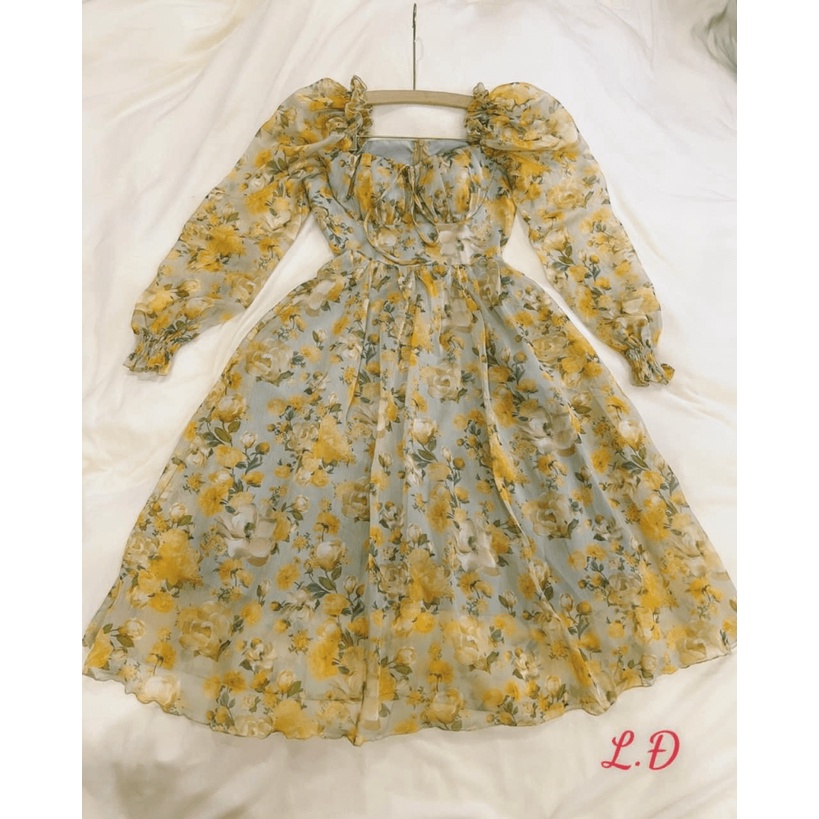 (Free ship) Mẫu HOT Mới Ra kho -- Đầm Voan Dáng Xòe Tay Bông Cực Xinh UP HHP Fashion