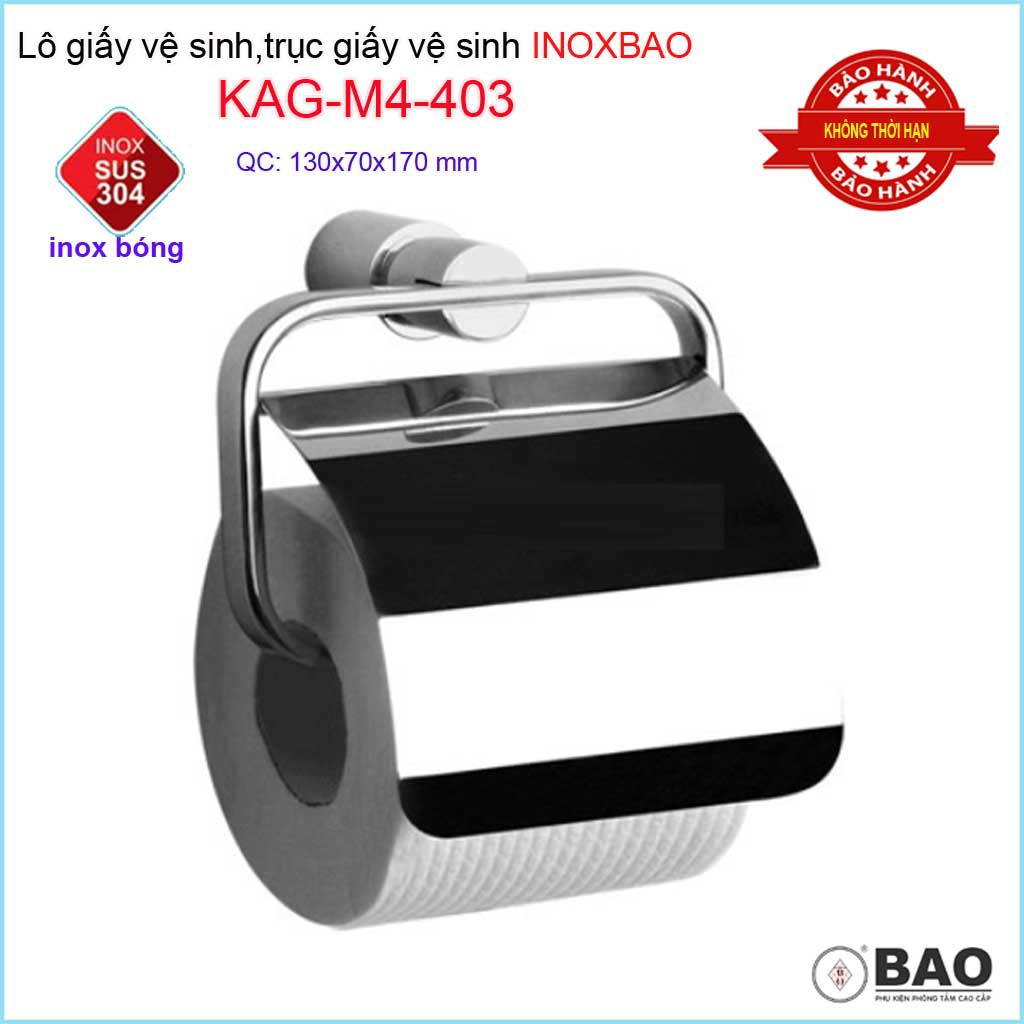 Hộp đựng giấy vệ sinh Inox Bảo KAG-M4-403, Móc giấy toilet SUS304 inox đế dập khuôn tròn cao cấp thiết kế tuyệt đẹp