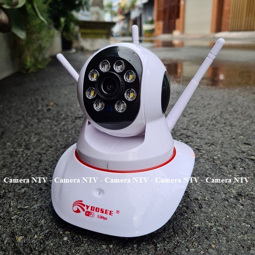 CAMERA IP WFI YOOSEE 3 RÂU 8 LED QUAY ĐÊM CÓ MÀU logo 3.0Mps - QUAY RÕ NGÀY VÀ ĐÊM - XOAY 360 ĐỘ