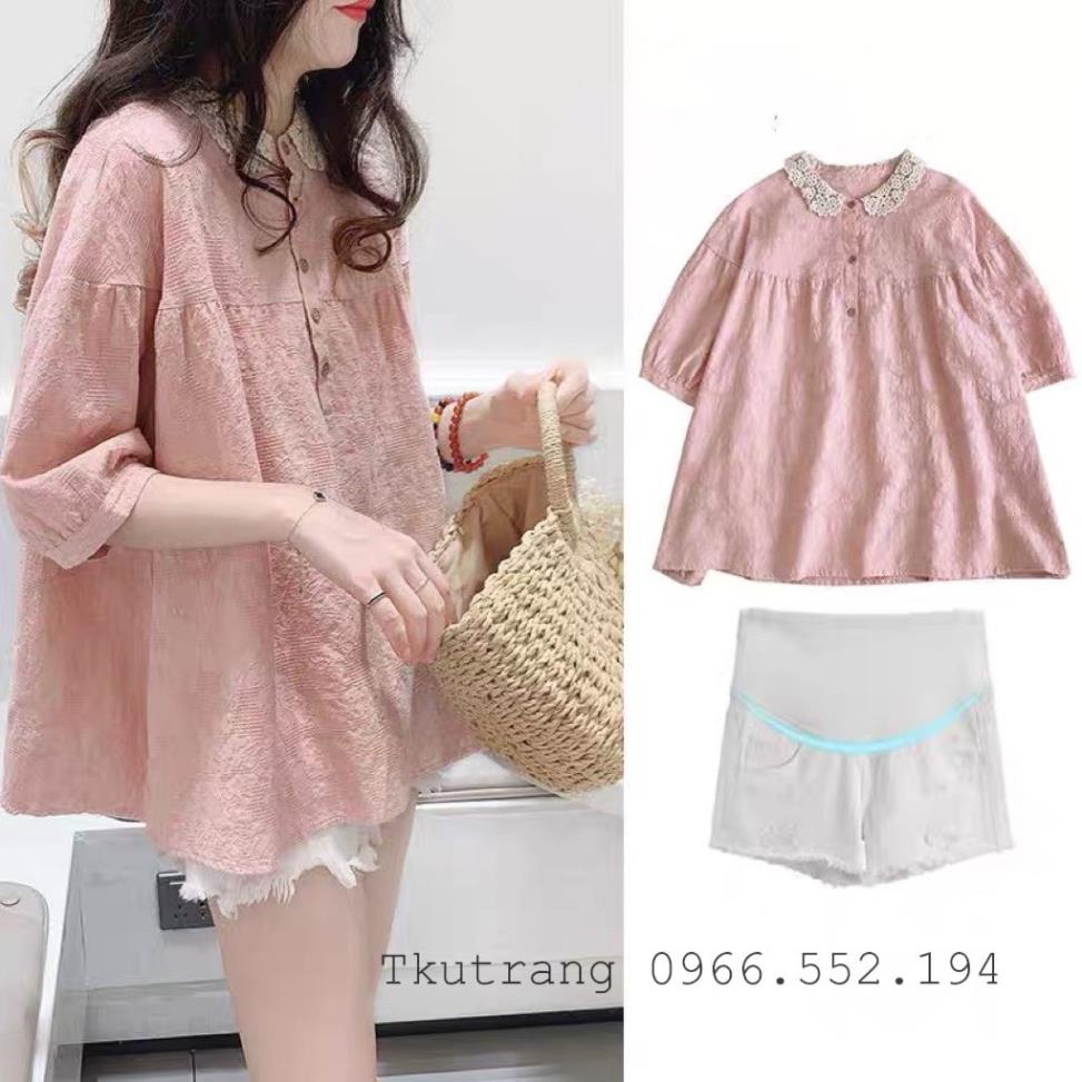 (SẴN HÀNG) Bộ Bầu Xinh Quần sooc Bầu Trẻ Trung Năng Động Q210