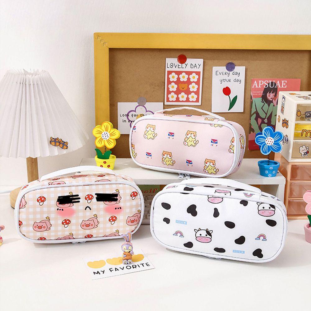 Túi Đựng Bút Bằng Vải Canvas In Hình Động Vật Dễ Thương Sáng Tạo