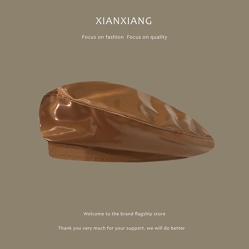 Mũ Beret Bằng Da Pu Bóng Phong Cách Anh Quốc Thời Trang Xuân Hè Cá Tính Cho Nữ