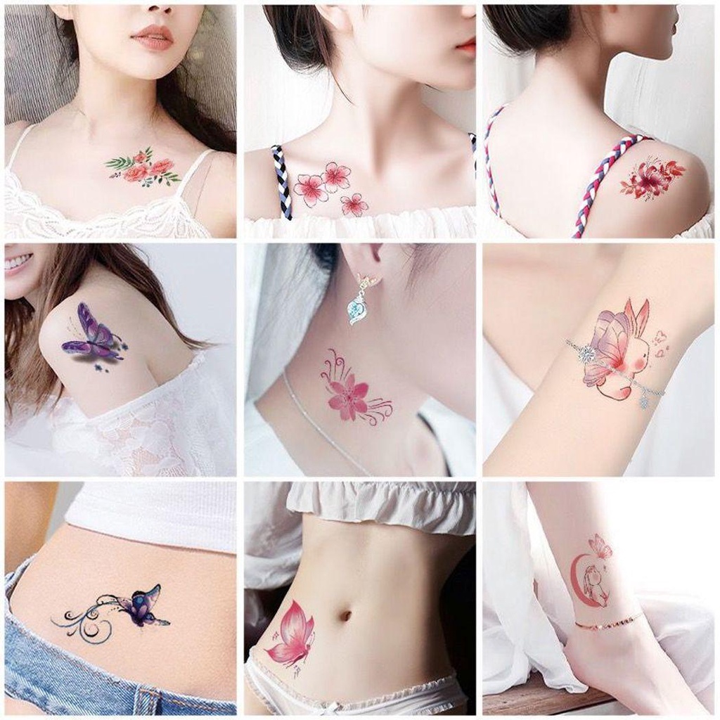 EXPEN Hình Xăm Dán Tạm Thời Hình Hoa Hồng Và Bướm
