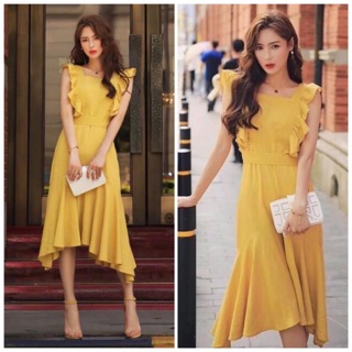 Đầm váy vàng cánh tiên thắt eo (kèm hình thật)