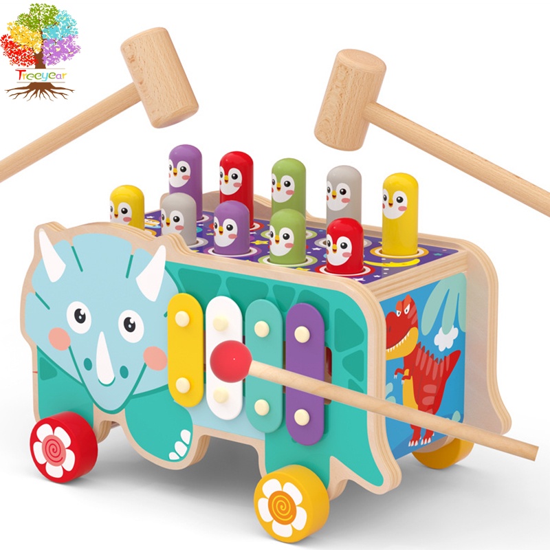 Treeyear Đồ Chơi Búa Đập Búa Poundri Bằng Gỗ Montessori Phát Triển Sớm Phát Triển Trí Tuệ Cho Bé 12 Tháng Tuổi