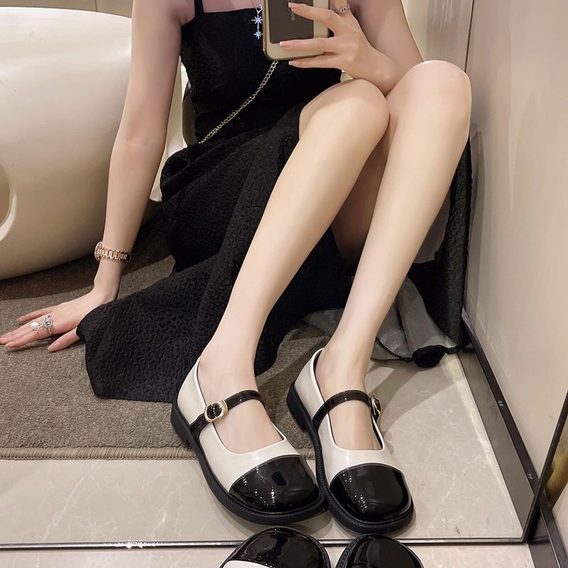 Giày Búp Bê Tiểu Thư Da Mềm Bóng Cao 3 Phân Mũi Vuông Mớii