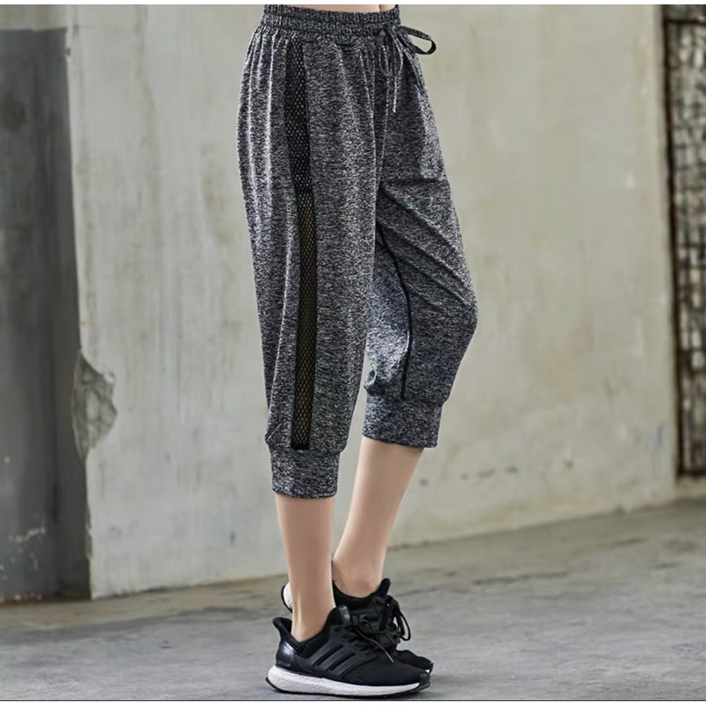 Quần jogger lửng nữ phối lưới cao cấp [ Lưới lửng ]