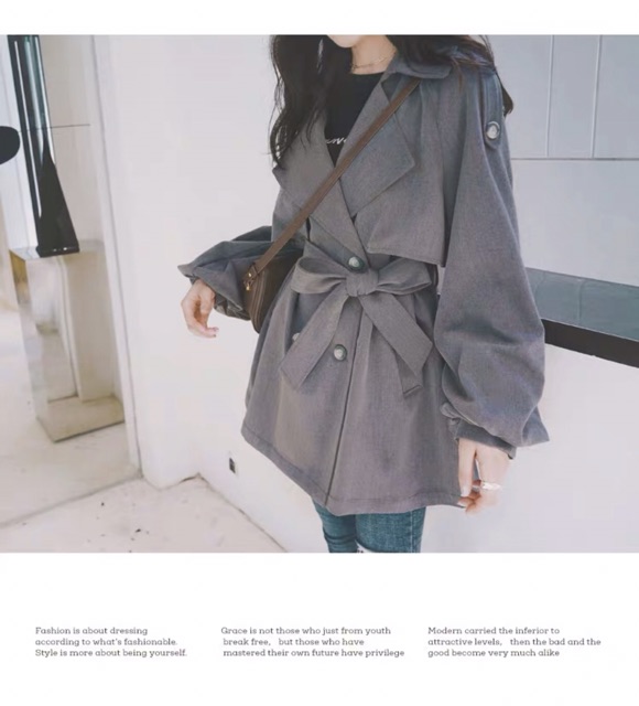 [có video/ảnh thật]Áo gió áo khoác thu đông dạng ngắn phong cách hàn quốc màu xám cao cấp [ORDER 10-19 NGÀY] | BigBuy360 - bigbuy360.vn