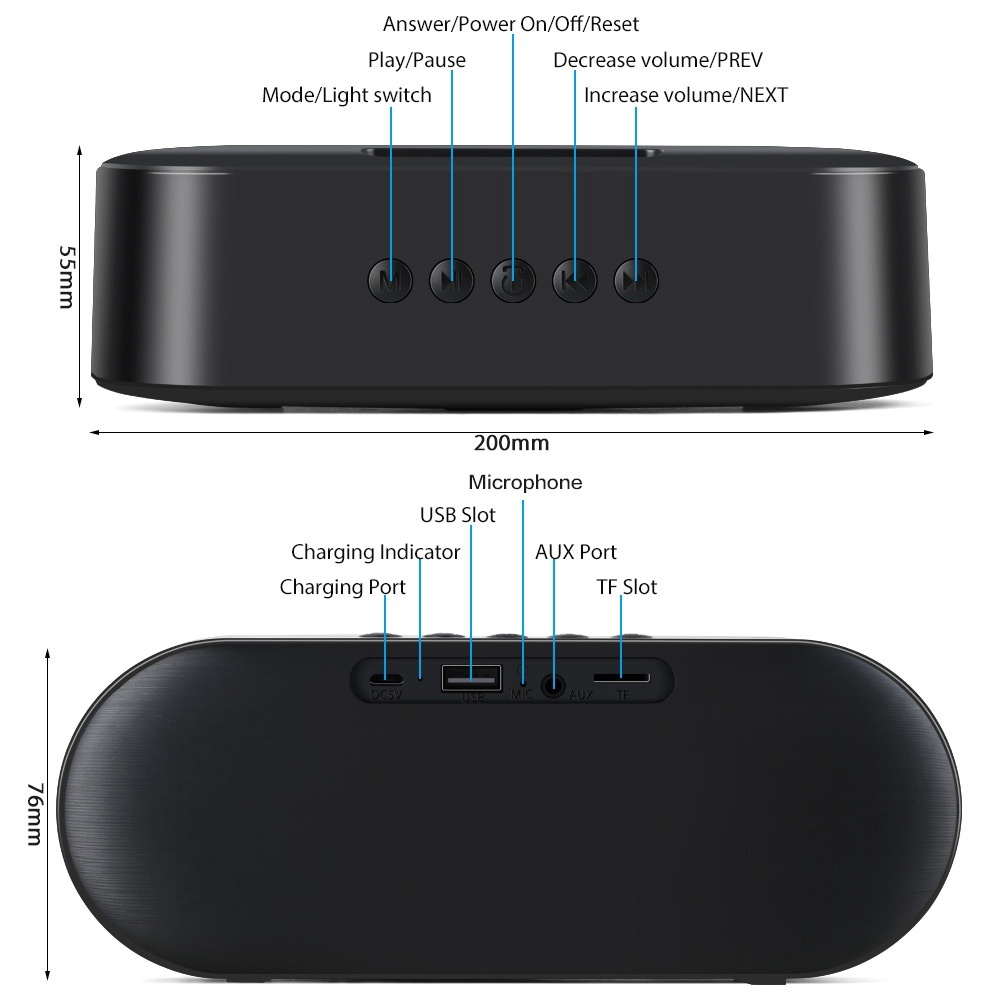 FLOVEME Loa Bluetooth 5.0 Âm Thanh Hifi Hỗ Trợ Thẻ Nhớ Sd Chống Nước