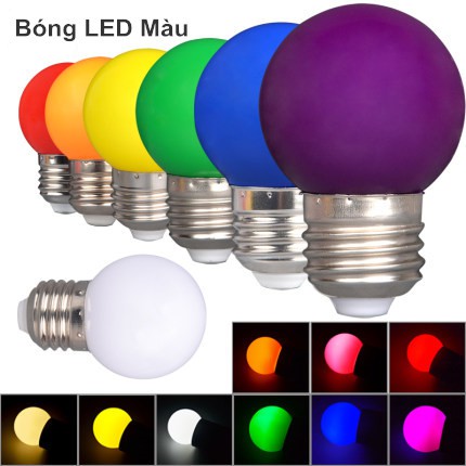Bóng LED bulb tròn 3W kín nước 7 màu - ghi chú màu bóng trước khi đặt hàng,bảo hành 12 tháng