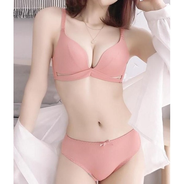 Bộ lót cotton thoáng mát, áo ngực dây vắt chéo không gọng - ATKG37