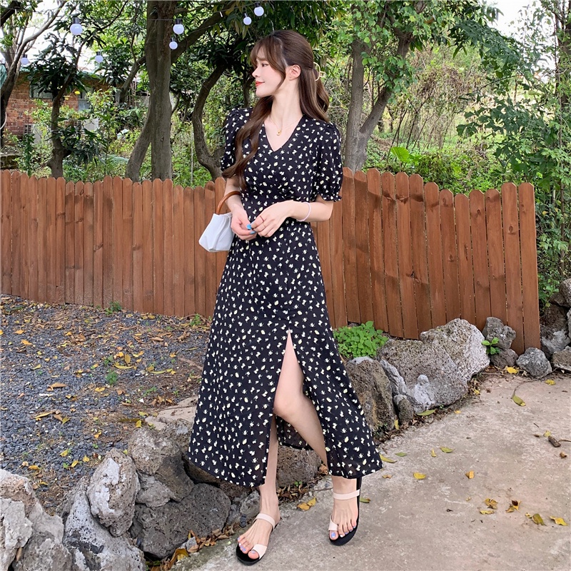 Đầm hoa PERTY xẻ tà thời trang Hàn Quốc cho nữ