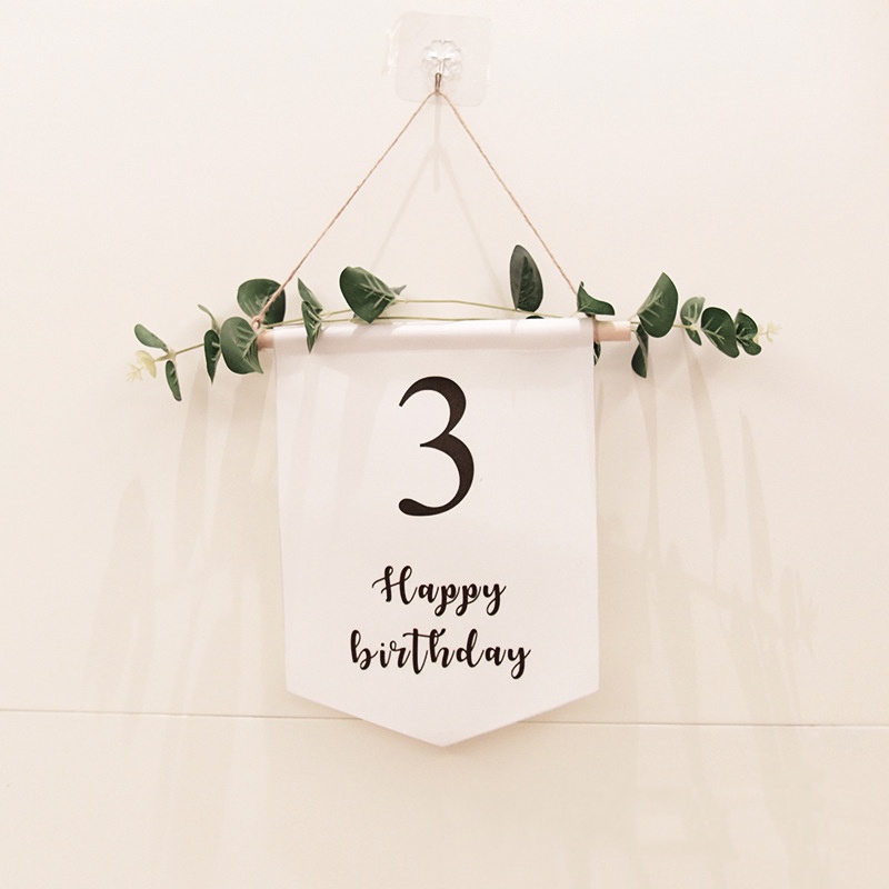 Banner bảng treo Happy Birthday trang trí sinh nhật, trang trí thôi nôi kiểu vintage Hàn Quốc