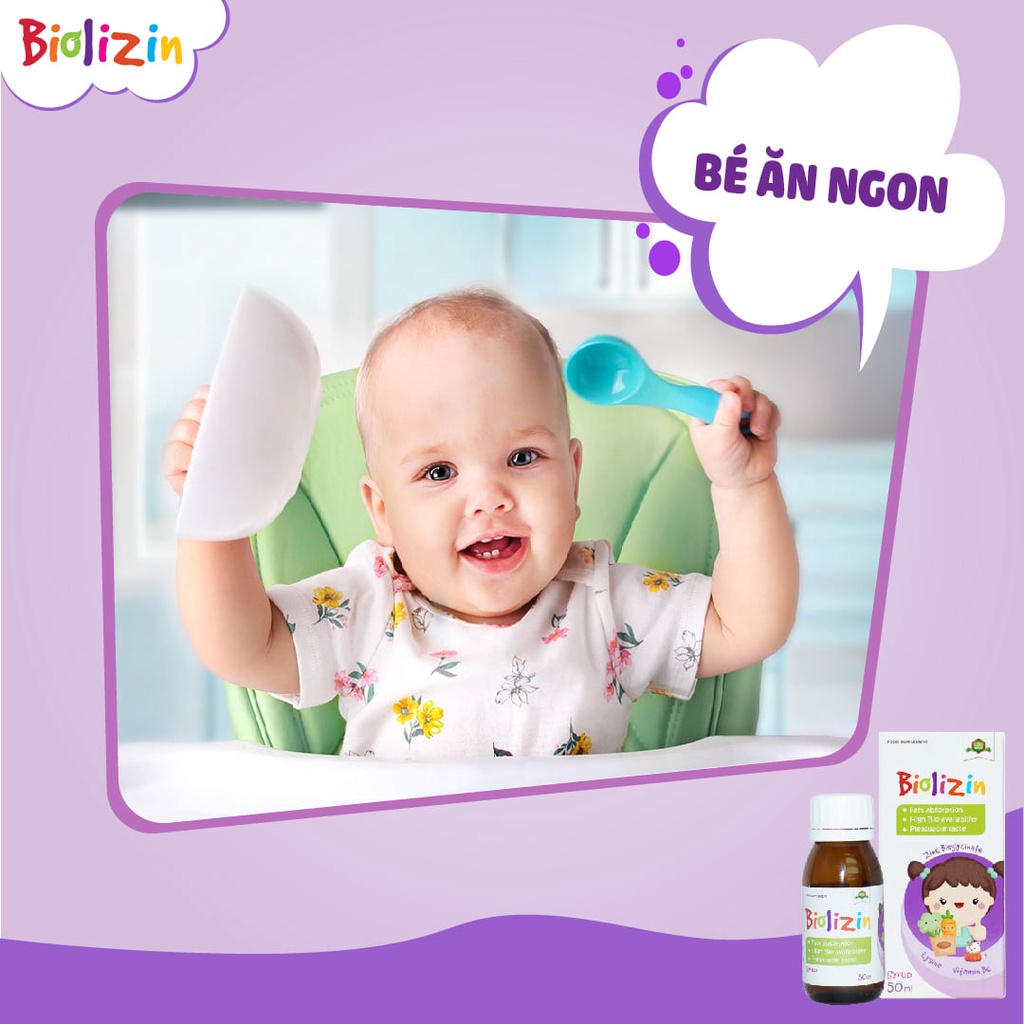 Kẽm cho bé Biolizin Kẽm zinc Lysine cho bé Kẽm cho bé biếng ăn Vitamin b6 Siro ăn ngon cho bé Tăng đề kháng Bổ sung