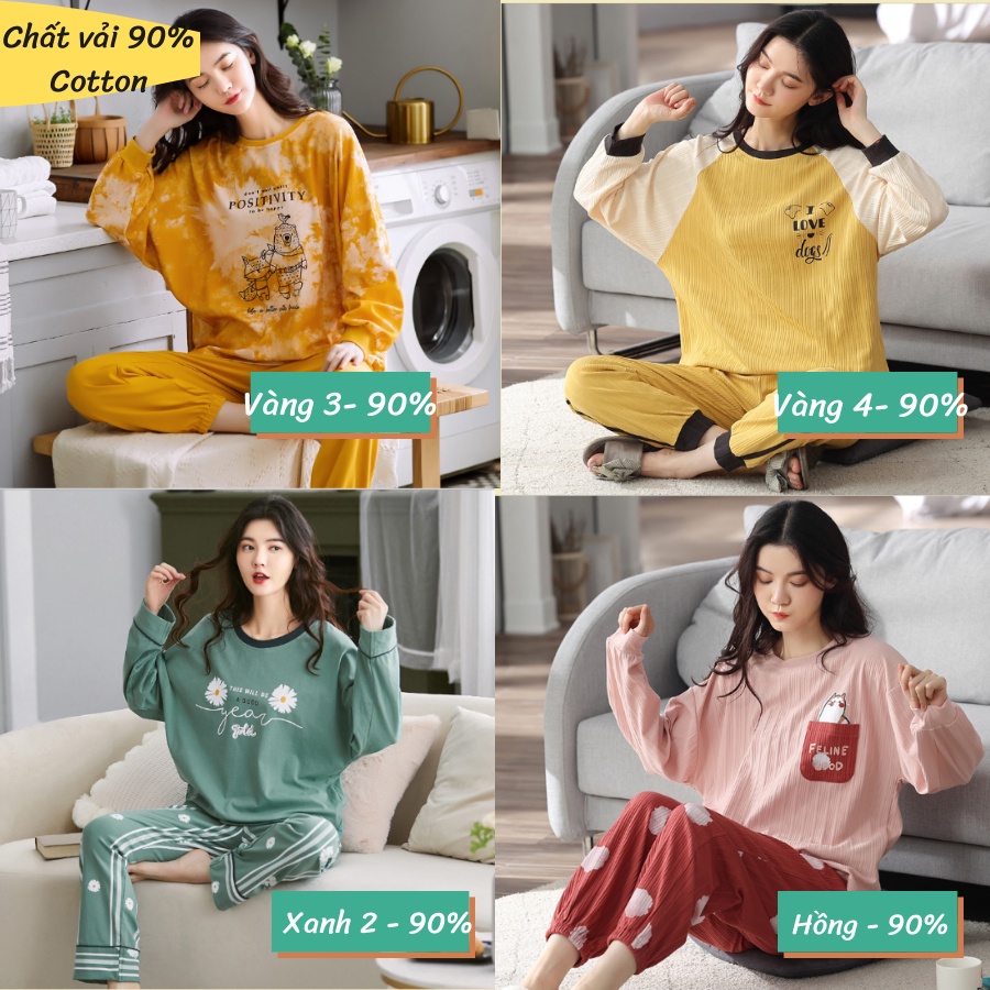 [20+ MẪU] Đồ Bộ Nữ Mặc Nhà Đẹp Thu Đông Dài Tay Chất Cotton Cao Cấp (Ảnh + Video Thật)