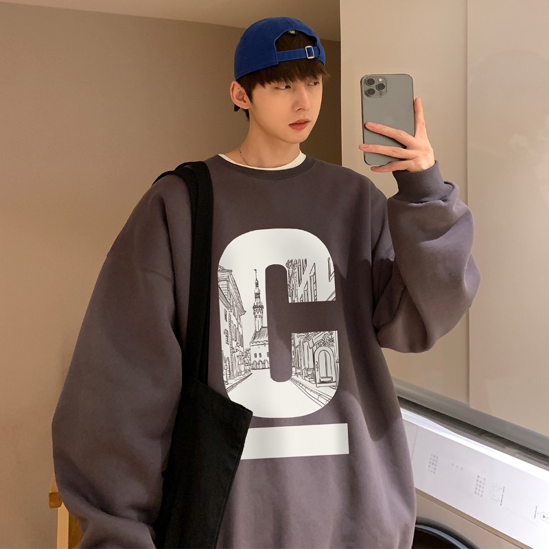 Áo sweater IFNICEFUTURE dài tay cổ tròn dáng rộng in chữ đơn giản phong cách Hàn Quốc thời trang cho nam