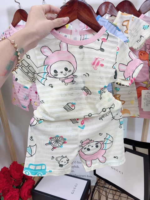 Bộ cotton lưới hàng loại 1 chất mềm, mát cho bé từ 1 tuổi đến 4 tuổi