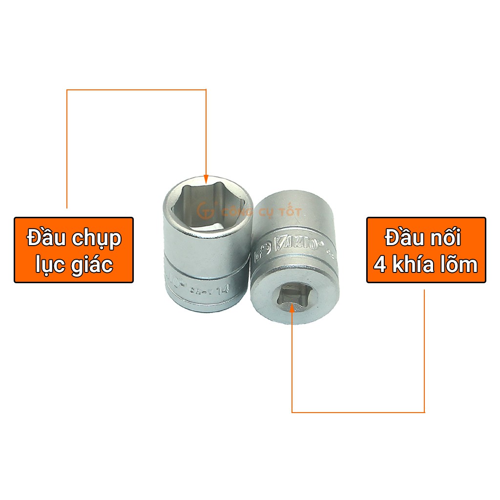 Đầu tuýp lục giác ngắn 1/4&quot;  Wakio