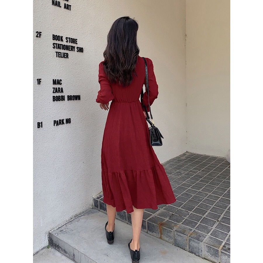 Đầm Trắng Dài Tay Ôm Eo Phong Cách Hepburn Kiểu Pháp Thời Trang 2022 Mới Cho Nữ