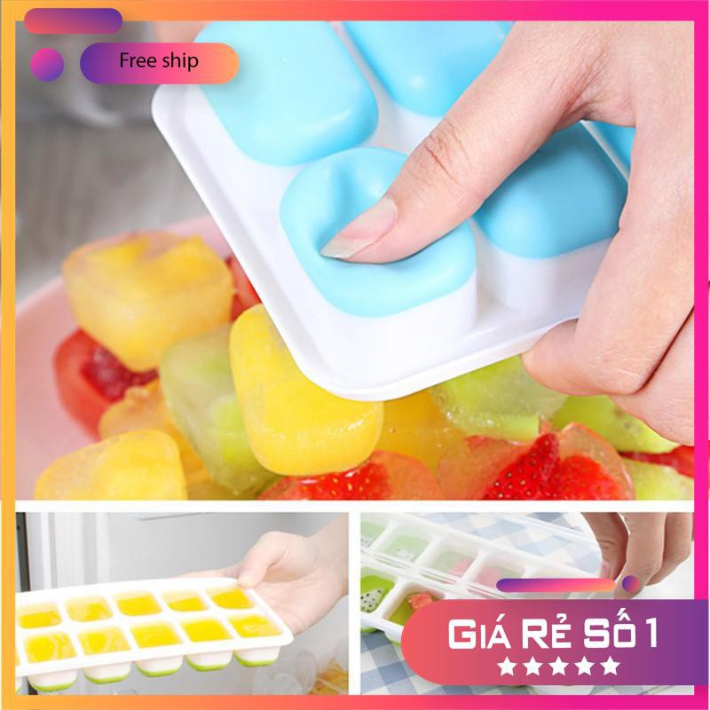 Khay làm đá silicon 14 ô (có nắp đậy) tiện lợi. | BigBuy360 - bigbuy360.vn