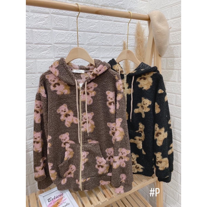 [Giá Sốc] Áo Khoác Có Mũ Lông Gấu Đáng Yêu, Áo Nỉ Lông Túi Bên Có Ảnh Thật Kèm Video | BigBuy360 - bigbuy360.vn