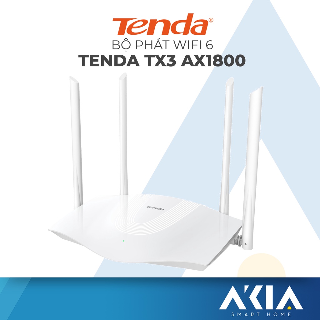 Bộ phát Wifi 6 Tenda TX3 AX1800 - Router Wifi 6 Băng tần kép tốc độ 1800Mbps - Hàng Chính Hãng Tenda VN, BH 3 Năm