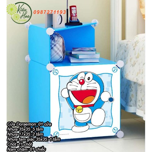 TỦ QUẦN ÁO NHỰA LẮP GHÉP ĐA NĂNG DORAEMON (nhiều kích thước lựa chọn) (tặng kèm chốt, búa) (Kiều Hoa Store)