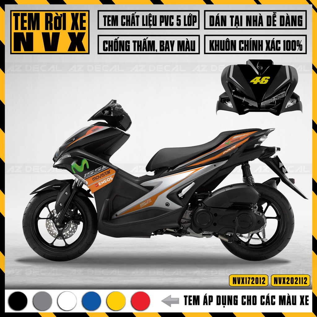 Tem NVX Mẫu Movistar Dành Cho Đời Xe 2017 - 2021 | NVX12 | Decal Dán Xe Chống Nước, Bền Màu Cho NVX V1/V2