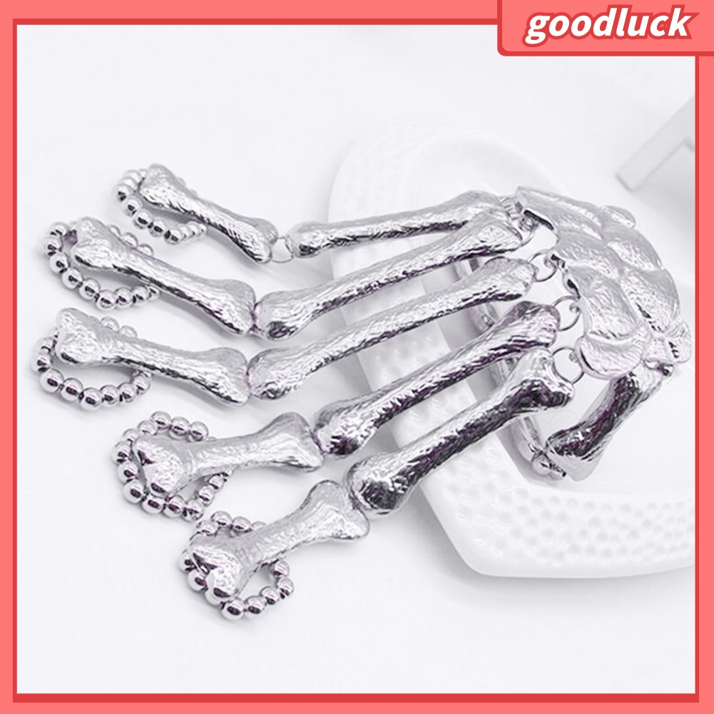 Vòng Tay Kiêm Nhẫn Hình Xương Bàn Tay Phong Cách Gothic Punk