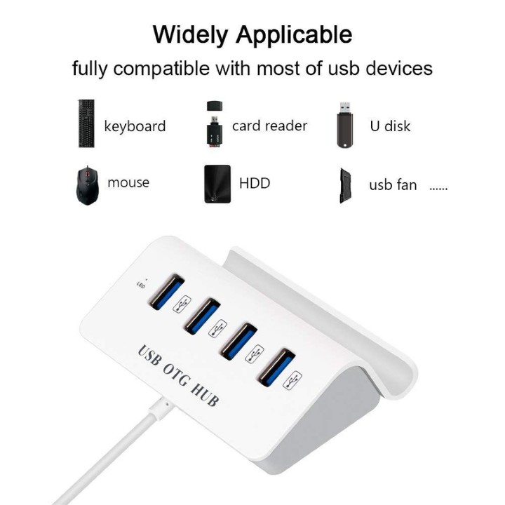 HUB USB OTG CHIA 4 CỔNG ĐẦU USB TYPE C KÈM GIÁ ĐỠ ĐIỆN THOẠI