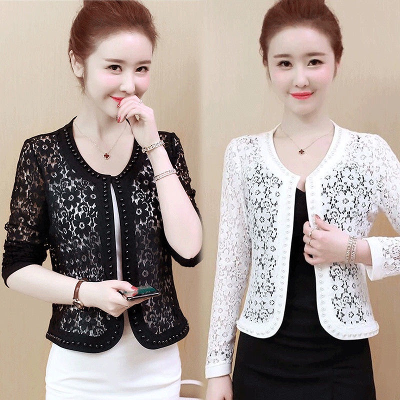 Áo Khoác Ren Cardigan Mỏng Dáng Ngắn Dễ Phối Đồ Thời Trang Mùa Hè Cho Nữ