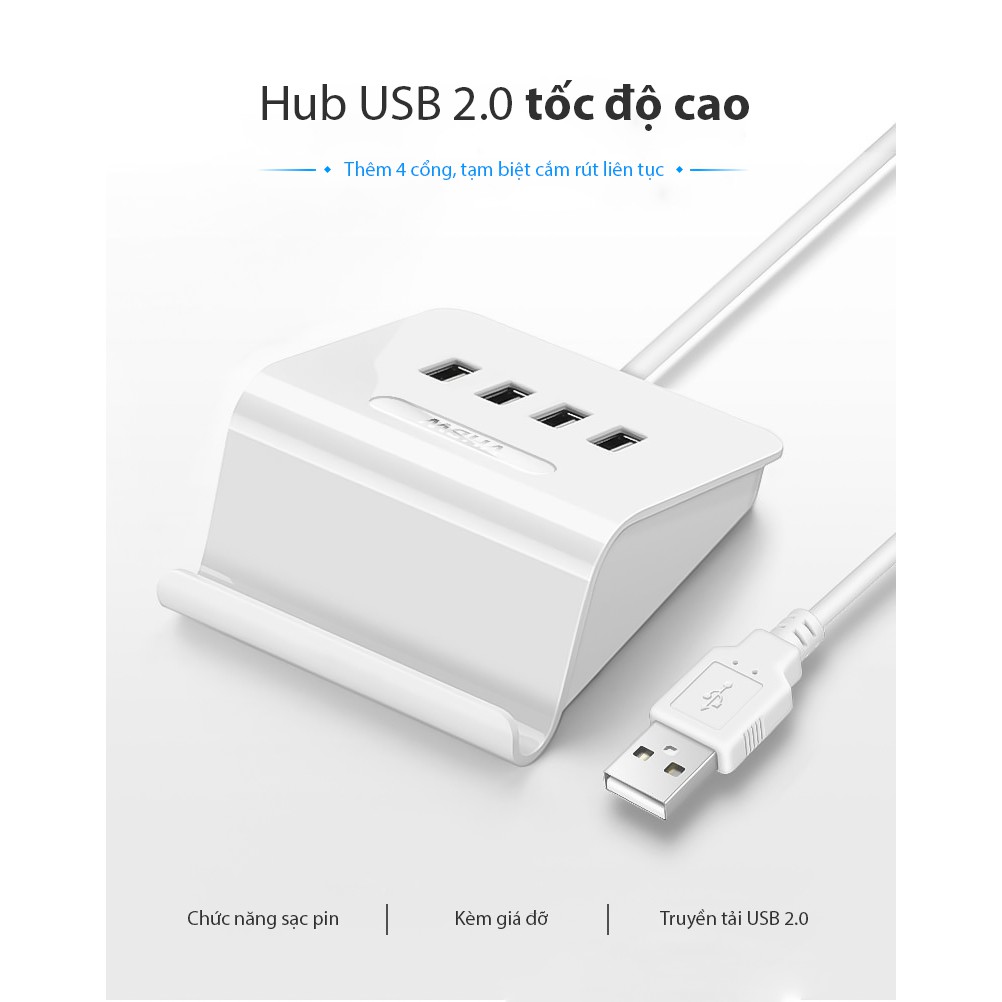 Hub bộ chia USB 2.0 tốc độ cao C0003 có thể dùng để sạc pin thiết bị được kèm giá đỡ 4 cổng USB cực tiện lợi