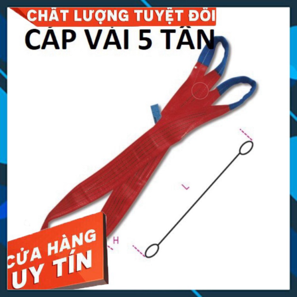 Dây Cáp Vải Cẩu Hàng 5 Tấn,Bản Dẹp, Hệ số an toàn 5:1, 2 Đầu Mắt, Bản 125mm - Cơ Khi Liên Sơn Kho Quận 12