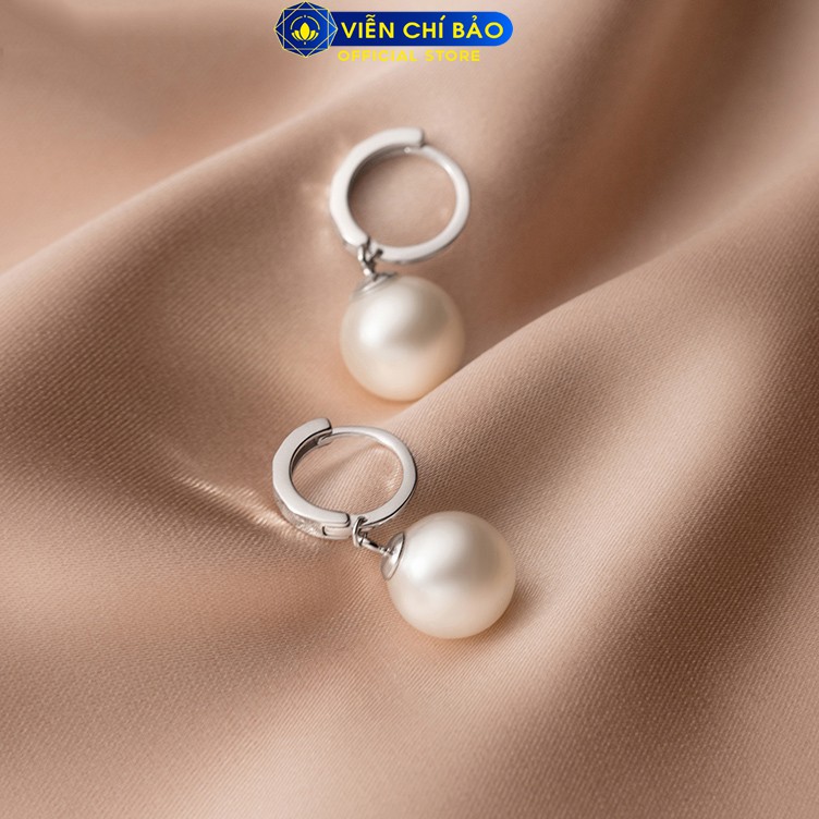 Bông tai bạc nữ hạt châu khóa tròn chất liệu bạc 925 thời trang phụ kiện trang sức Viễn Chí Bảo B400722