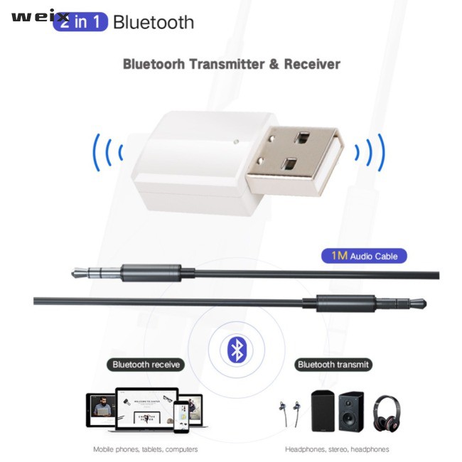 Usb Bluetooth 5.0 Kết Nối Âm Thanh 2 Trong 1 Với Giắc Cắm 3.5mm