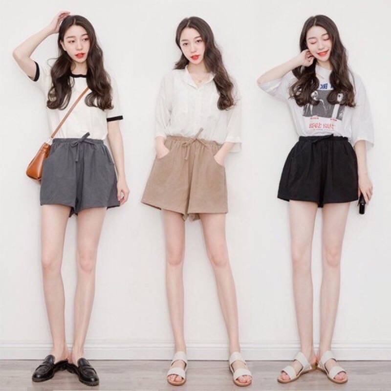 Quần Shorts đũi , Quần đùi đũi đang suông
