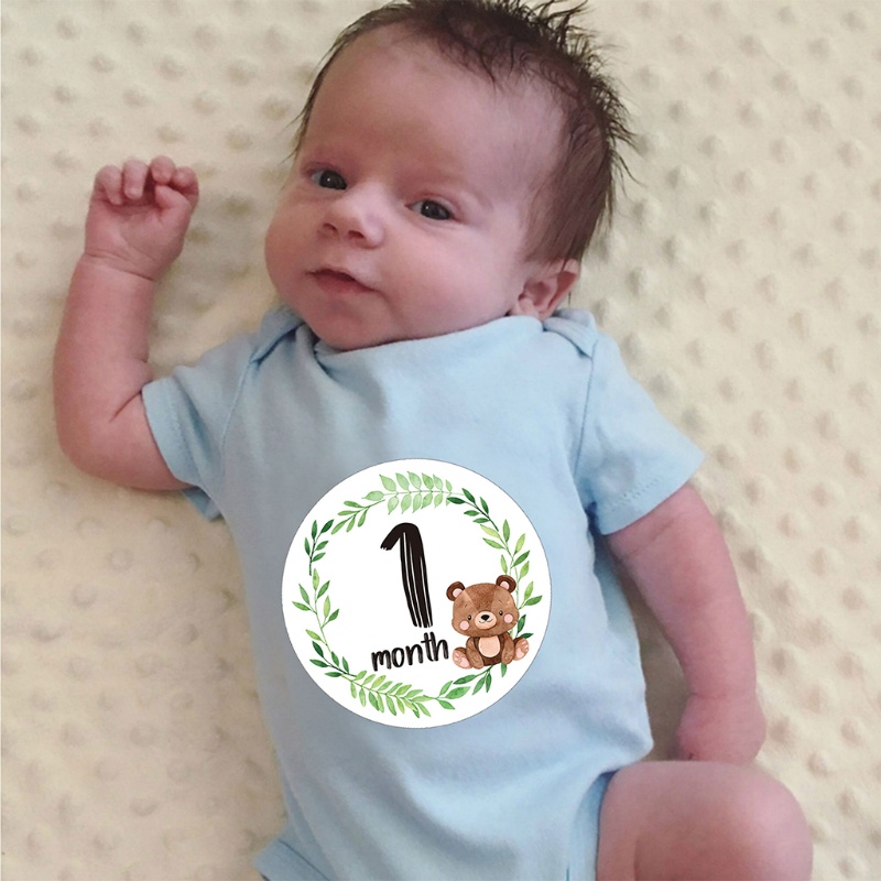 Set 12 miếng dán đánh dấu cột mốc phát triển theo tháng cho bé sơ sinh