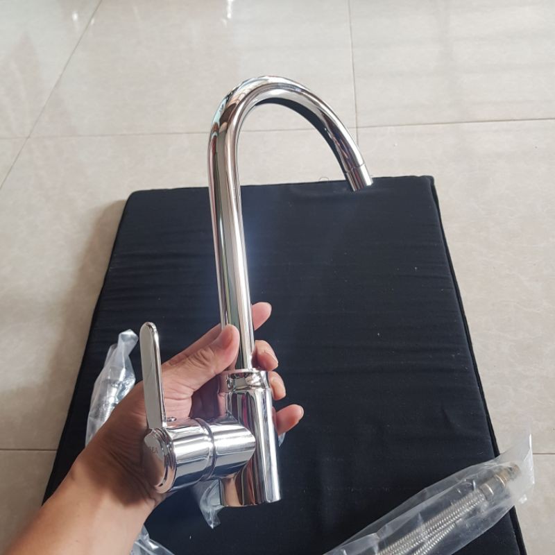 [GIÁ XƯỞNG]Vòi Rửa bát ổ bi 
 nóng lạnh inox 304 [ hàng cao cấp] mạ crom sáng bóng ( tặng dây cấp nước)