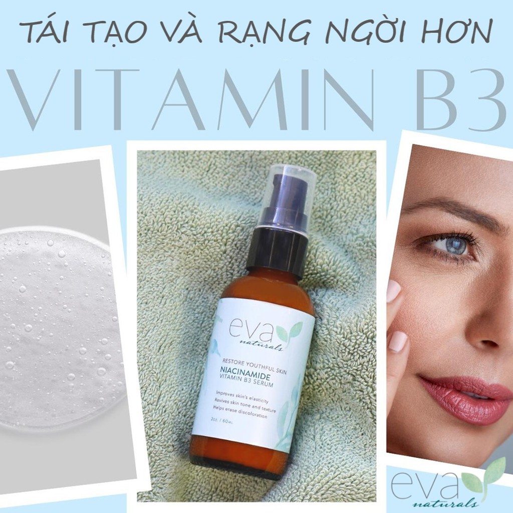 Serum Giúp Da Mịn Màng, Se Khít Lỗ Chân Lông Eva Naturals Niacinamide Vitamin B3 Serum 60ml