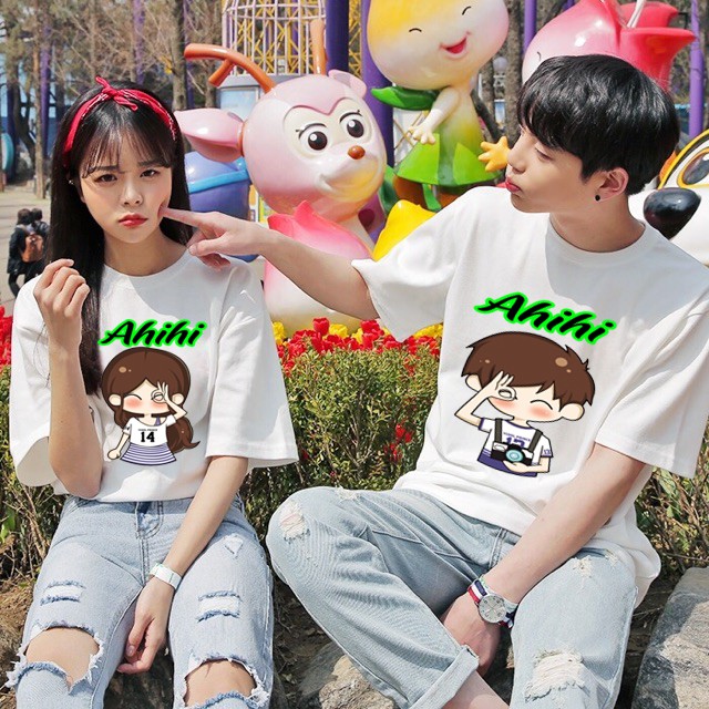 ÁO ĐÔI TAY LỠ CHIBI AHIHI ĐÁNG YÊU - GIÁ 1 ĐÔI