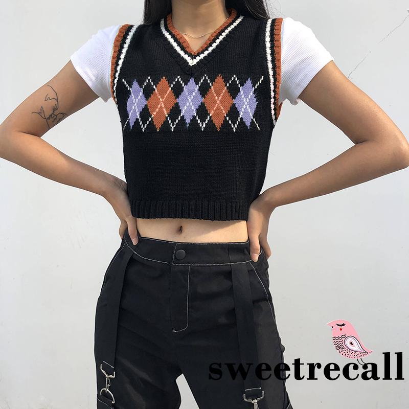 Áo dệt kim không tay cổ chữ V thời trang nữ sành điệu | BigBuy360 - bigbuy360.vn