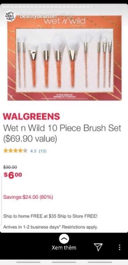 [ Săn sale 80%] Bộ Cọ Wet n Wild 10 chiếc