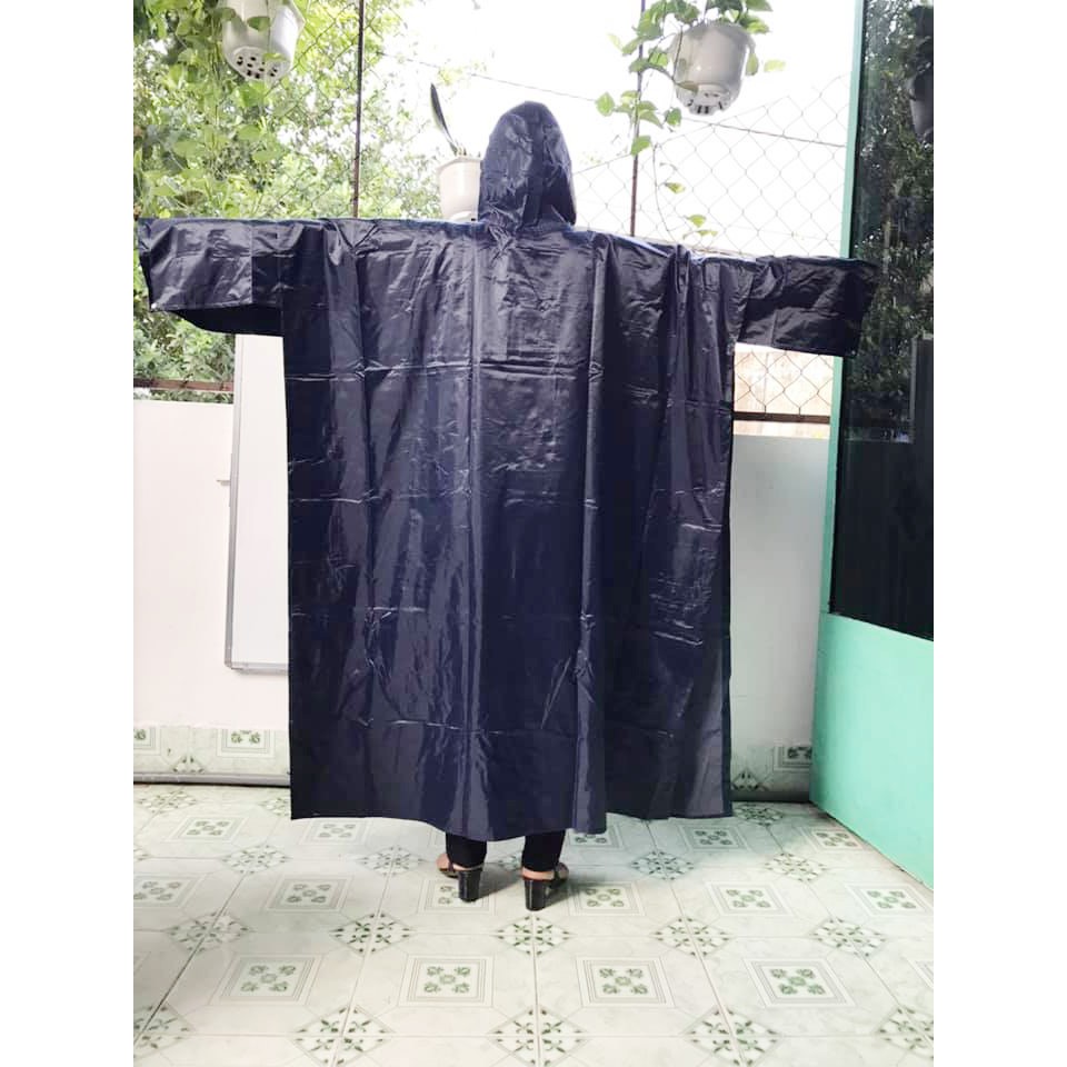 Áo mưa 2 tà vải dù CAO CẤP  - Dành cho người cao từ 1m58 đến 1m75 - MÀU XANH