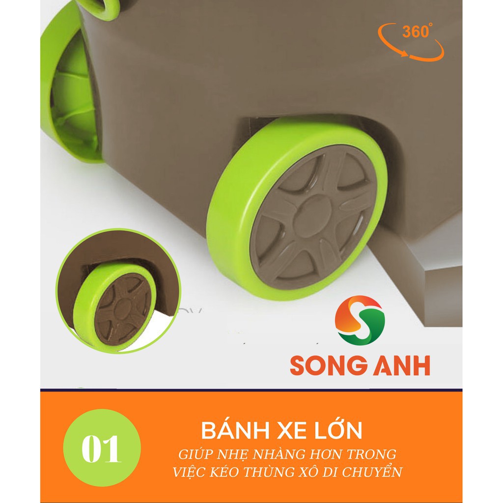 Bộ Chổi Lau Nhà Song Anh Cao Cấp Có Bánh Xe Di Chuyển (Tặng Kèm 2 Bông Lau) Xoay 360 Độ