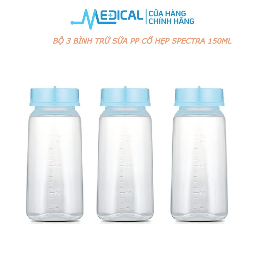 Bộ 3 bình trữ sữa cổ hẹp PP SPECTRA 150ml chính hãng Hàn Quốc - MEDICAL