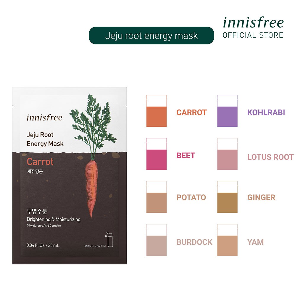 [Mã COSIF05 giảm 10% đơn 400K] Mặt nạ giấy chăm sóc da từ rau củ innisfree Jeju Root Energy Mask 25ml