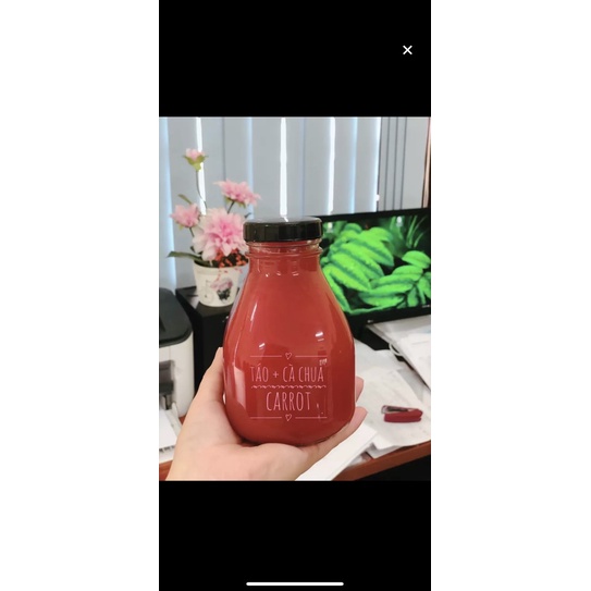 Bình thuỷ tinh 300ml 500ml dáng lùn đựng nước ép, detox...