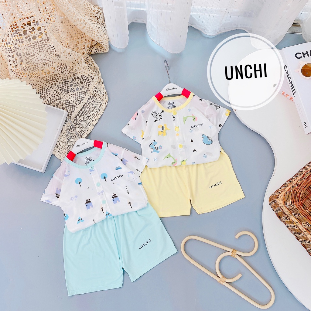 Bộ Cộc Tay Cúc Giữa Unchi peptit Hoạ Tiết Quần Màu Cho Bé Trai Bé Gái - Umee kids