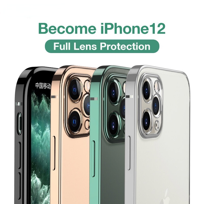 Ốp Điện Thoại Tpu Mềm Trong Suốt Viền Thẳng Cho iPhone 11 12 Pro Max Mini XR X Xs Max 7 8 Plus SE 2020